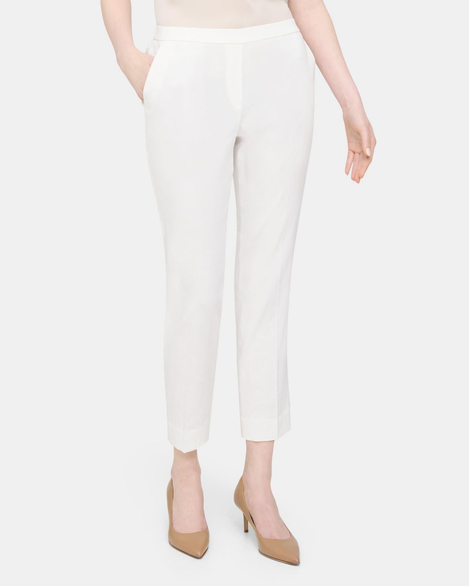 Slim Cropped Pull-On Pant in Linen-Blend Product Image