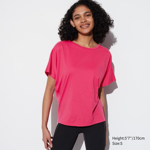 Womens Airism Drape Short Sleeve T-Shirt Red 2XS UNIQLO US Product Image