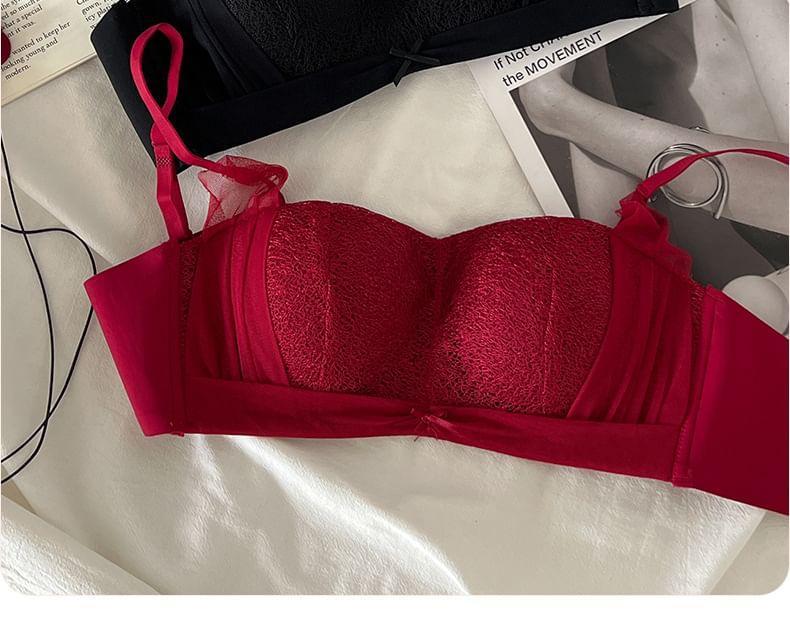 Bow Wireless Lace Bra / Panty / Set Product Image