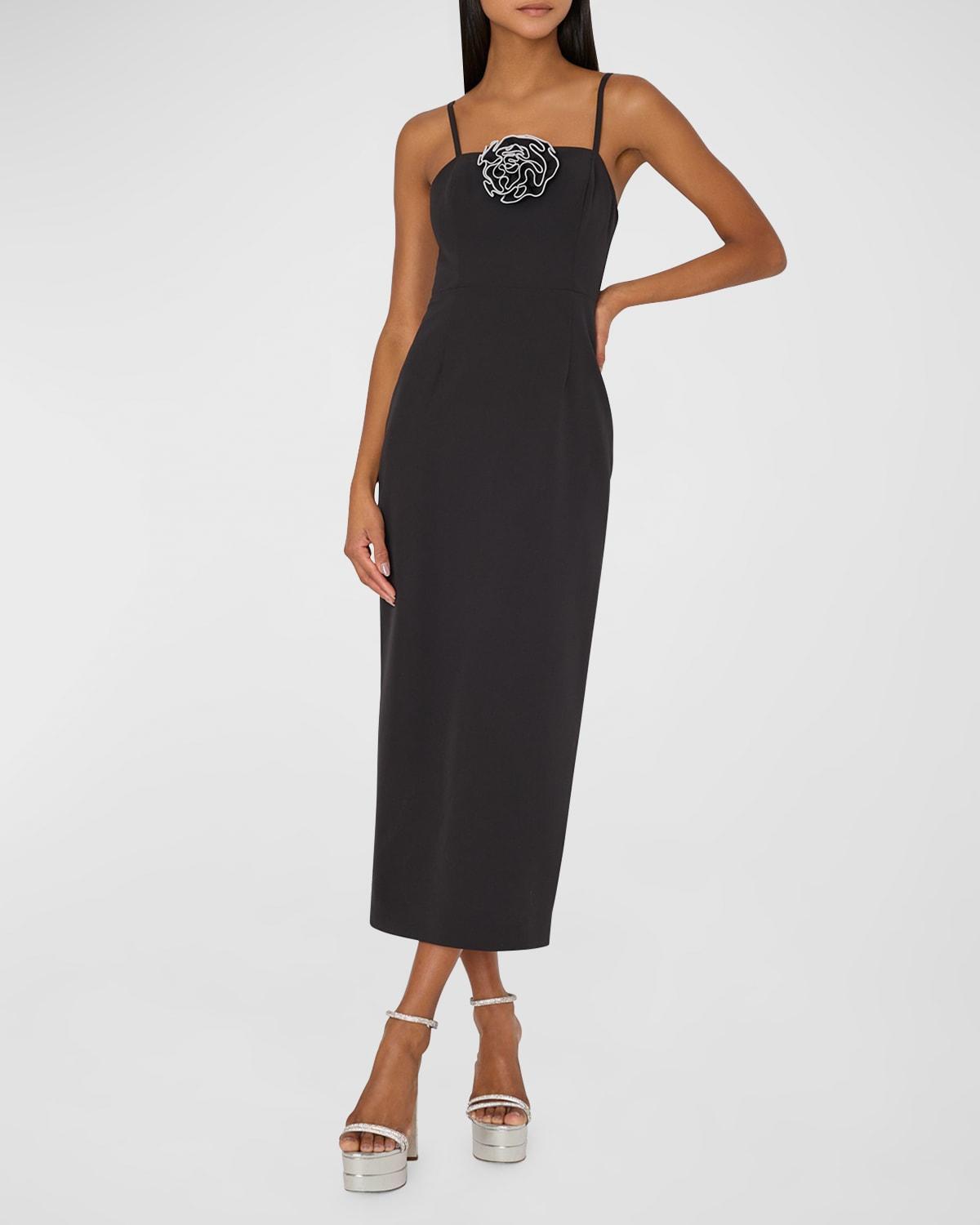 Allison Sleeveless Rosette Column Midi Dress Product Image