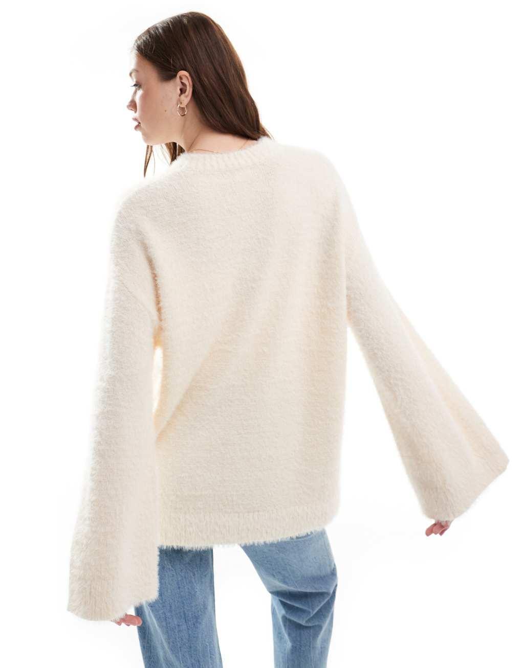 Pretty Lavish fluffy yarn sweater in cream Product Image