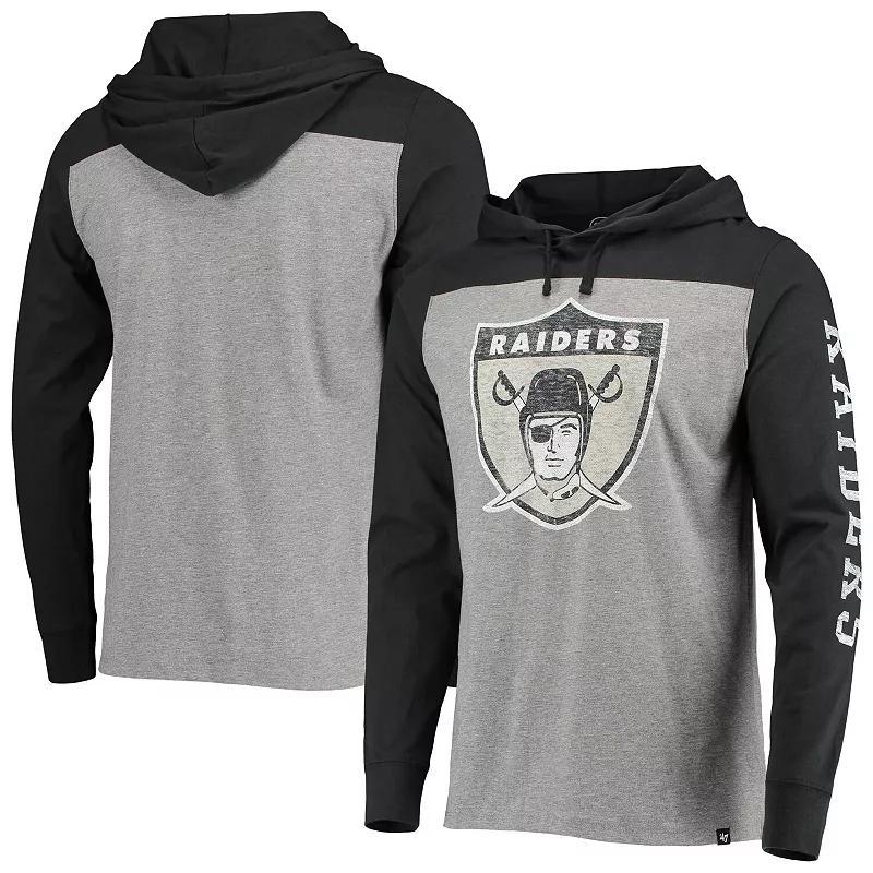 Mens 47 Heathered Gray Las Vegas Raiders Franklin Wooster Throwback Long Sleeve Hoodie T-Shirt Product Image