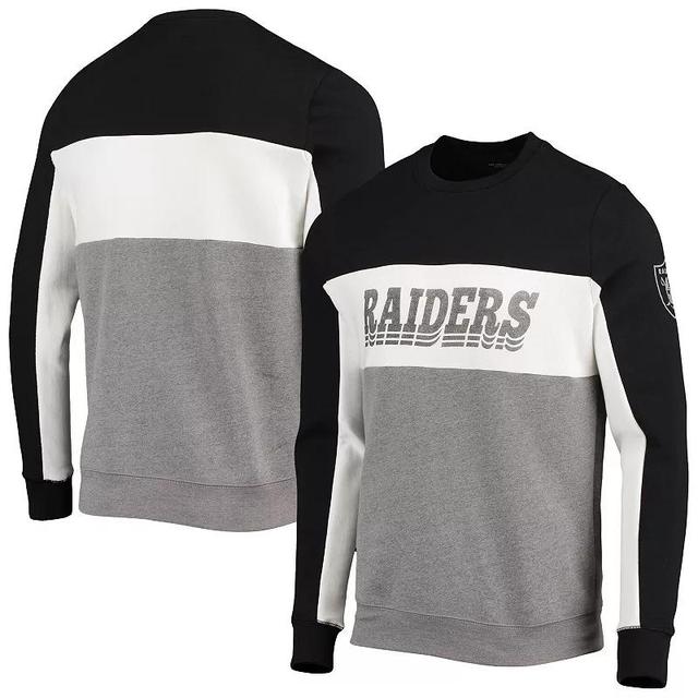 Mens Junk Food Black/Silver Las Vegas Raiders Color Block Pullover Sweatshirt Product Image