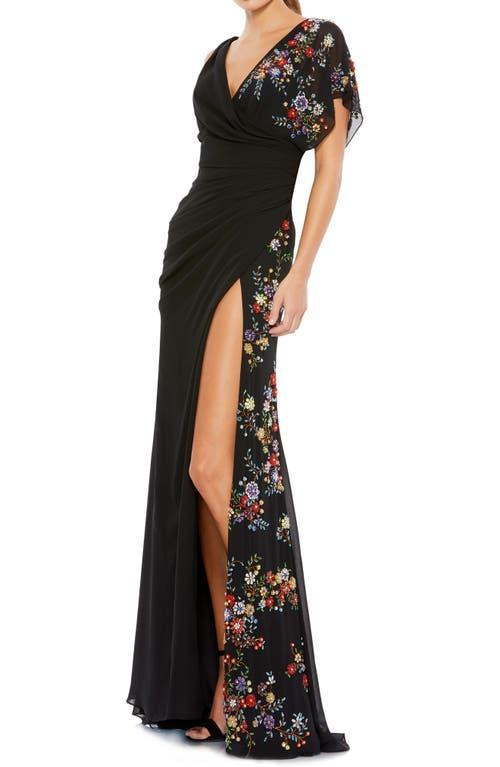 Womens Beaded Floral Gown Product Image