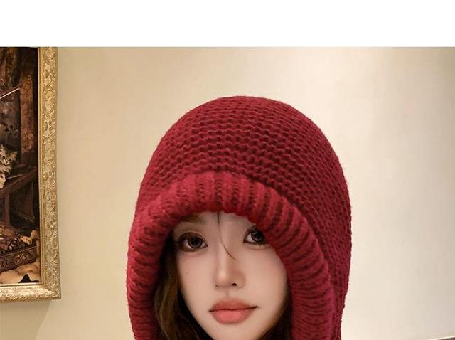 Plain Chunky Knit Bonnet Hat Product Image