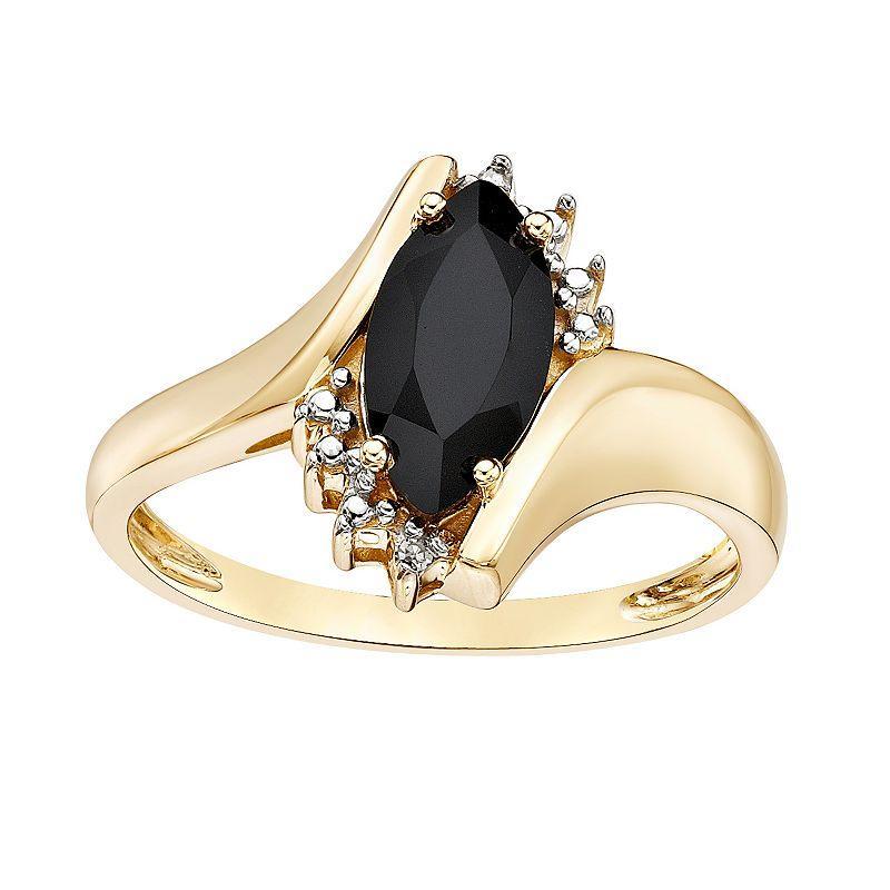 Gemminded 10k Gold Onyx & Diamond Accent Bypass Ring, Womens White Product Image