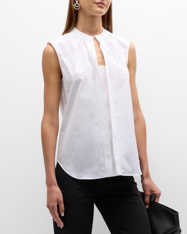 Olympia Sleeveless Cotton Poplin Blouse Product Image