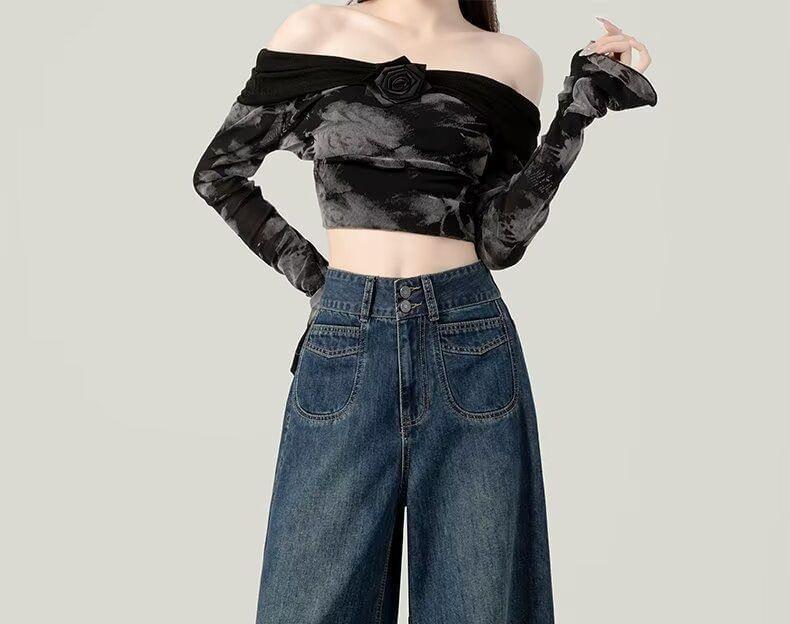 High Rise Washed Wide Leg Jeans Product Image