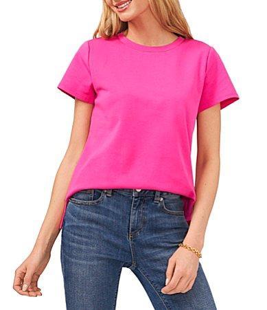 Vince Camuto Short Sleeve Crew Neck Knit Tee Shirt Product Image