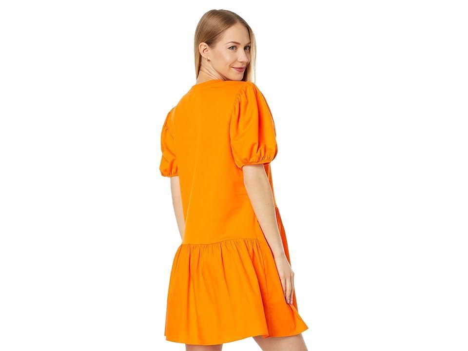 English Factory Knit Woven Mixed Dress (Orange) Women's Dress Product Image