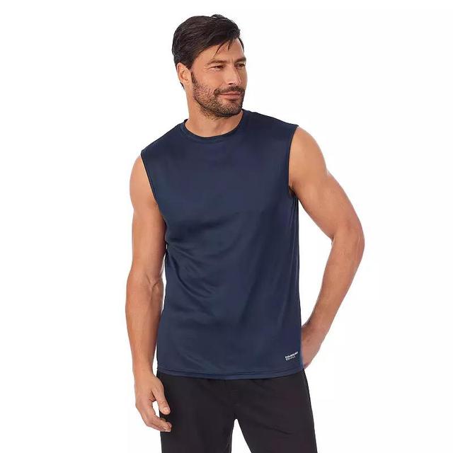 Mens Cuddl Duds Far-Infrared Sleep Enhance Sleeveless Pajama Shirt Blue Product Image