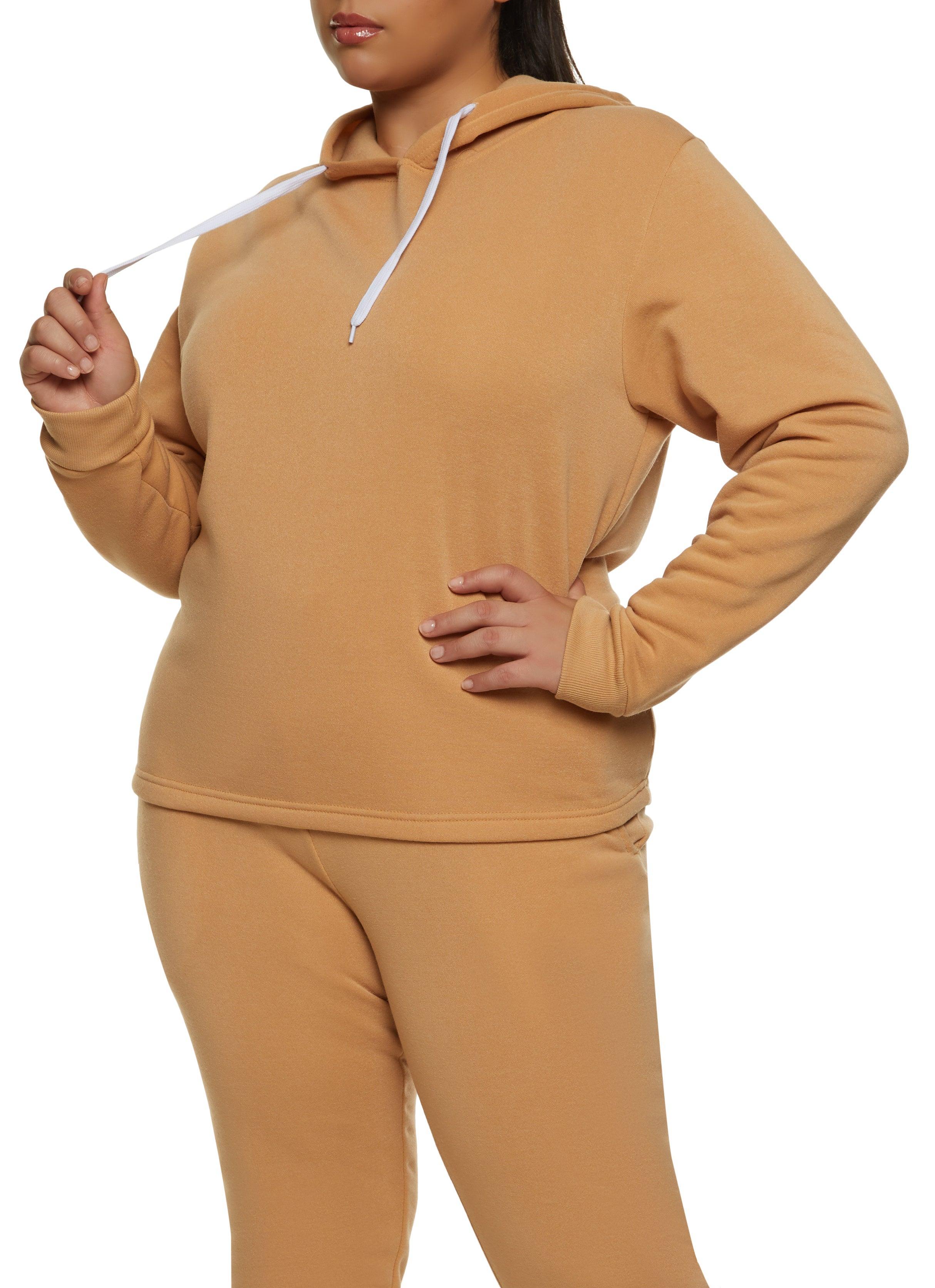 Womens Plus Size Solid Pullover Hoodie Product Image