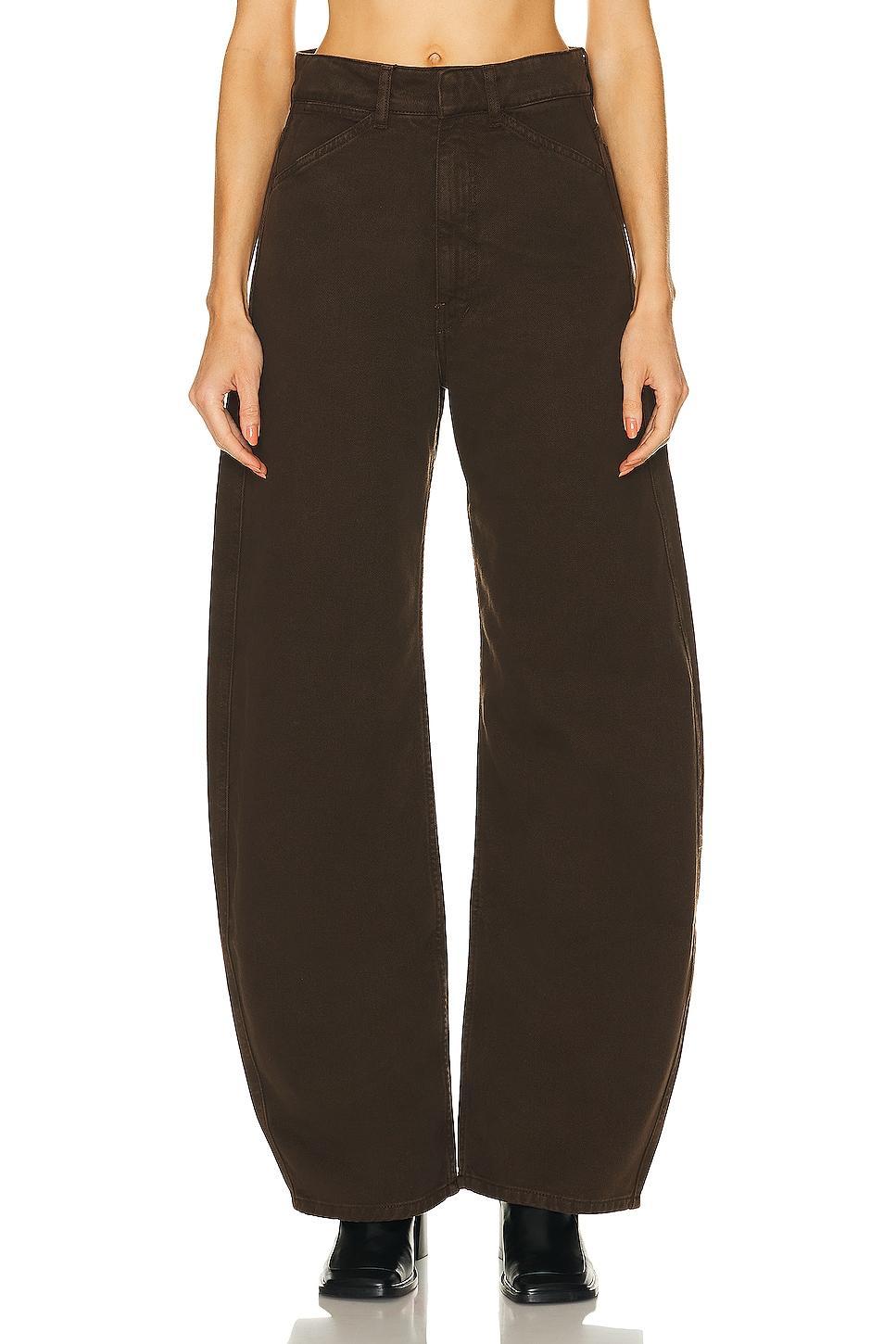 Lemaire High Waisted Curved Pant in Brown Product Image