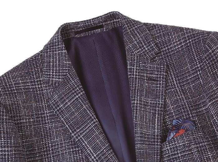 Slim Fit Stretch Wool Linen Blend Tweed Plaid Blazer Product Image