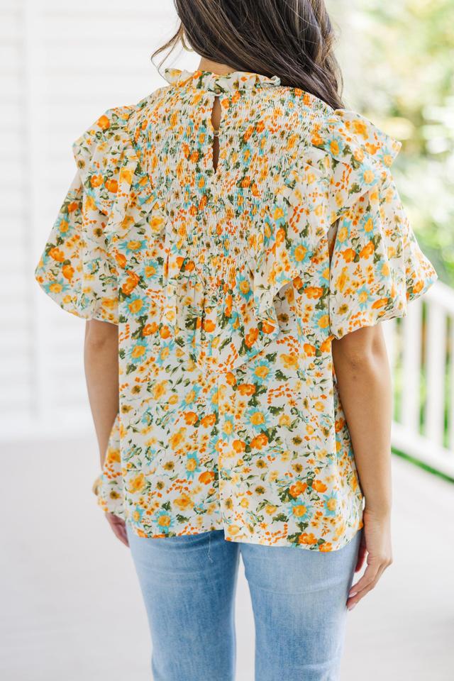 All The Fun Yellow Ditsy Floral Blouse Female Product Image