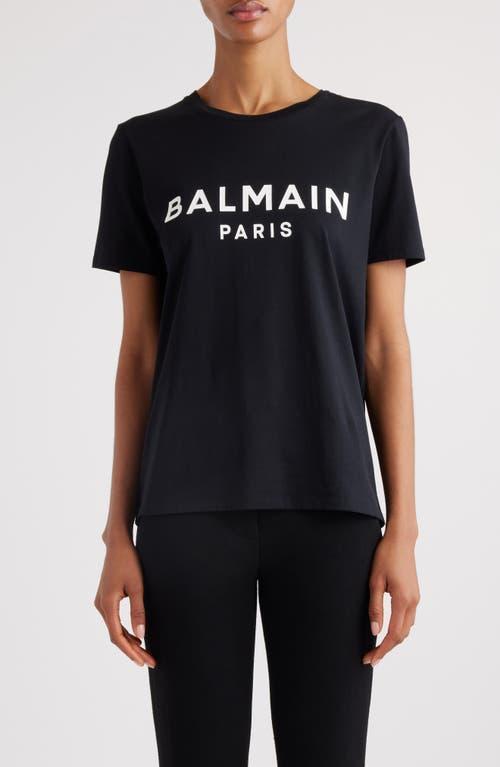 Balmain Button Shoulder Cotton Logo Graphic T-Shirt Product Image