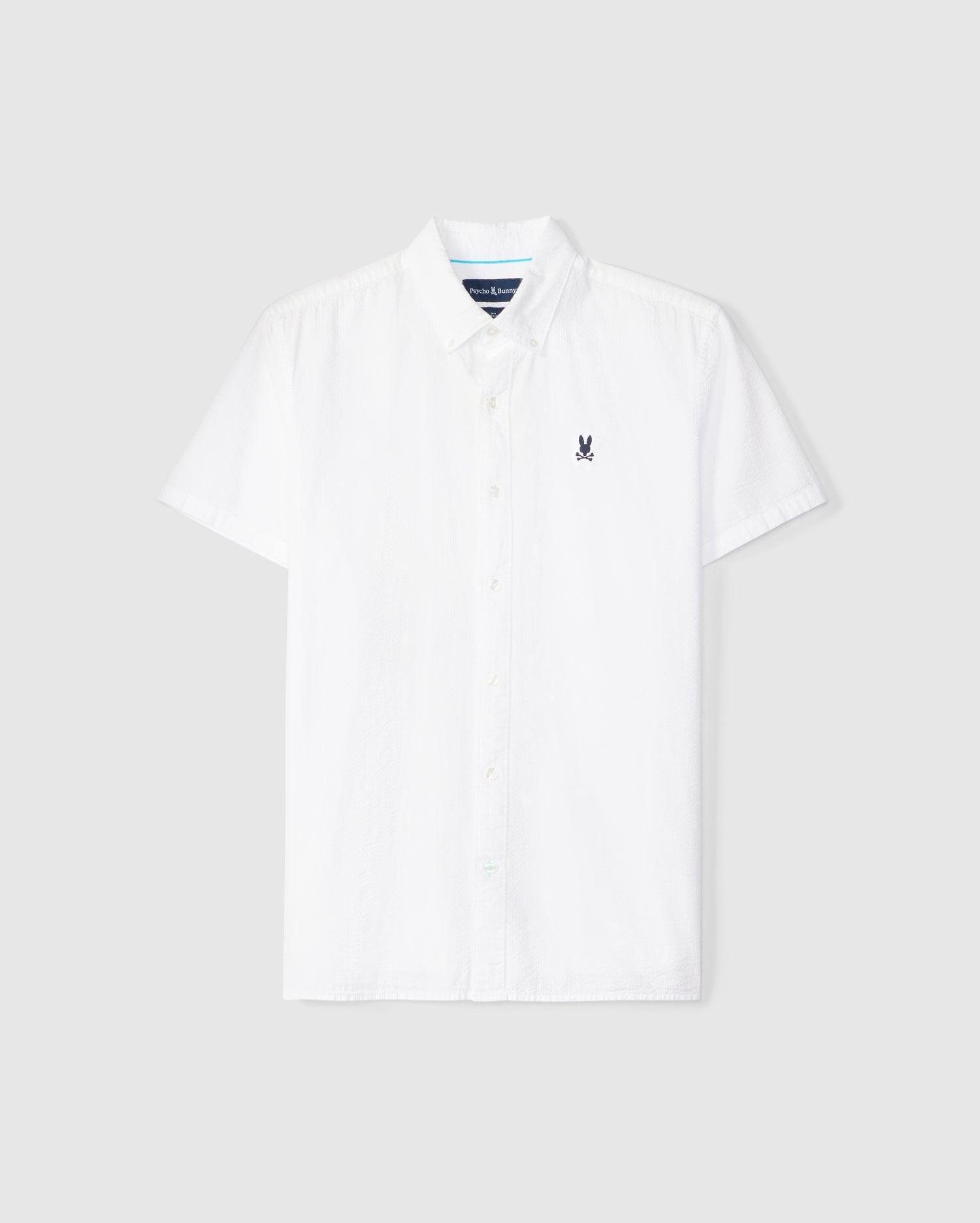 Psycho Bunny Men's Alton Seersucker Shirt 100 WHITE Product Image