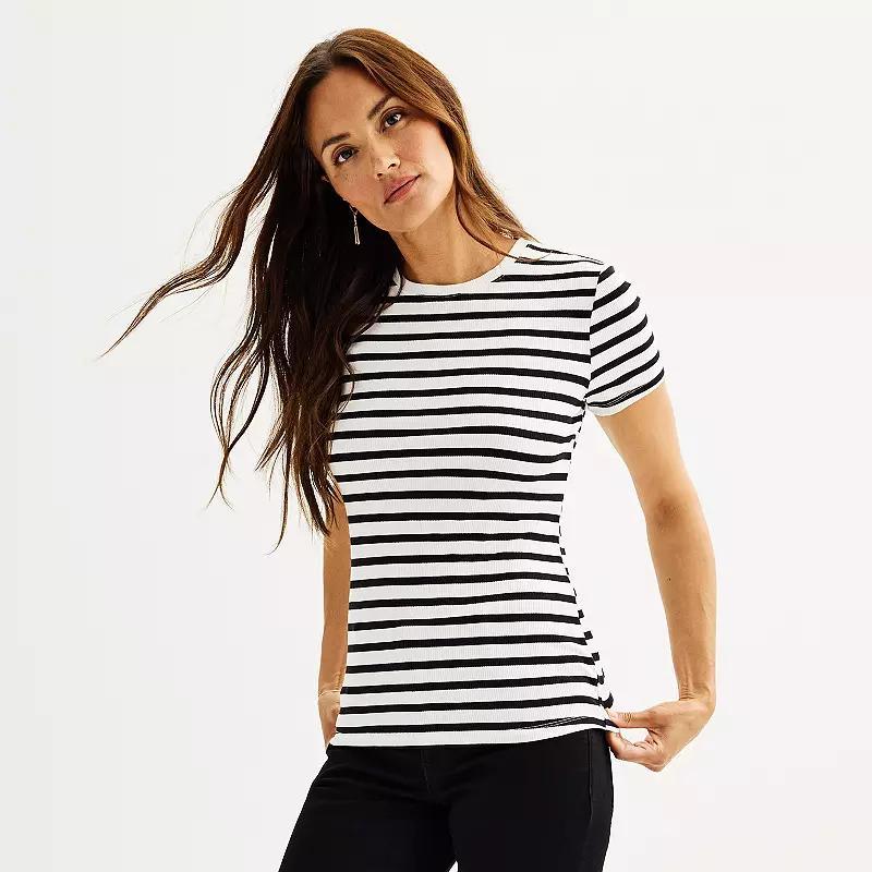 Womens Nine West Fitted Ribbed Crewneck Top product image