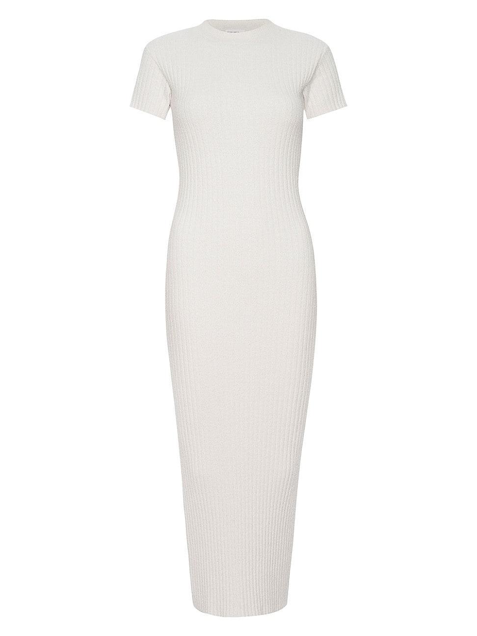 Womens Ribbed Terry Midi Dress | Cloud White, Size Medium | Good American by Khlo Kardashian Product Image