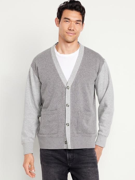 Fleece-Knit Cardigan Sweater Product Image