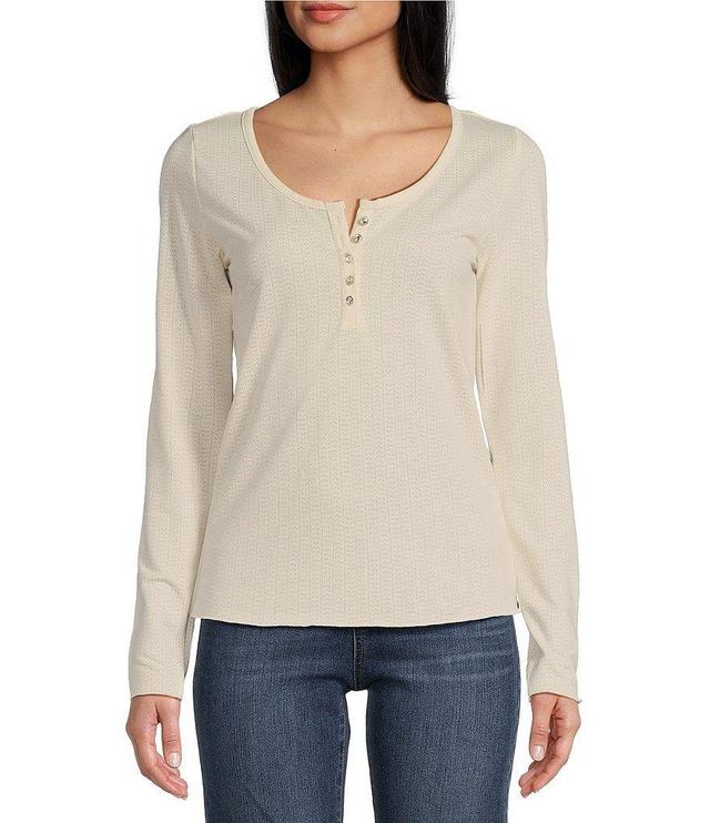 Jessica Simpson Tahani Long Sleeve Solid Henley Top Product Image