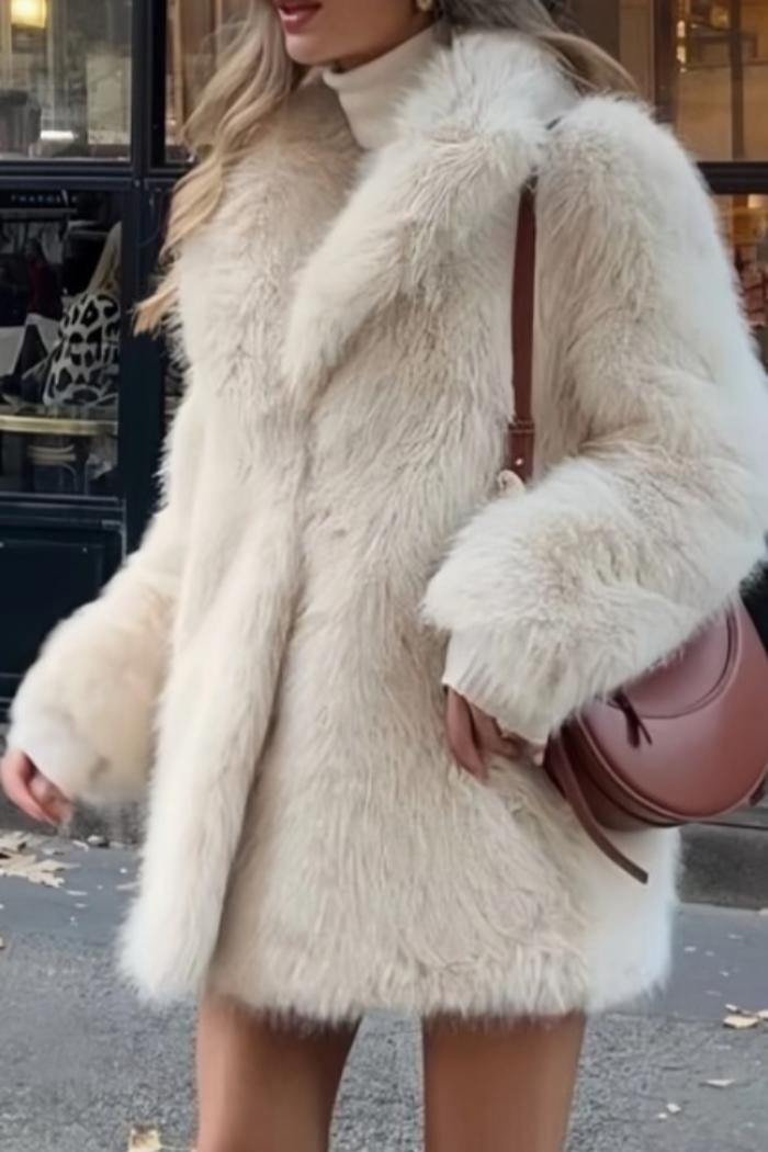 Stylish Loose Midi Faux Fur Coat Product Image