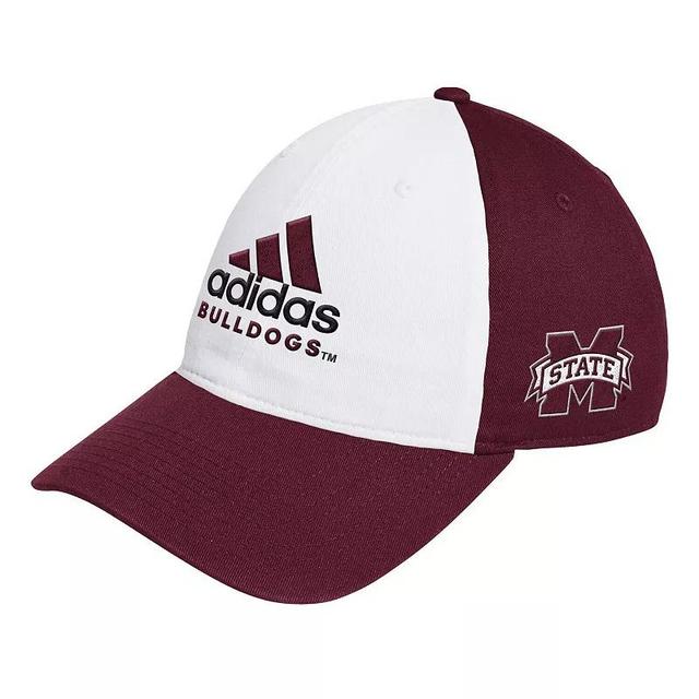 Mens adidas White/Maroon Mississippi State Bulldogs Slouch Adjustable Hat Product Image