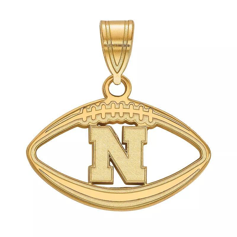 LogoArt 14K Gold Over Silver Nebraska Cornhuskers Football Pendant, Womens 14k Gold Plated Product Image