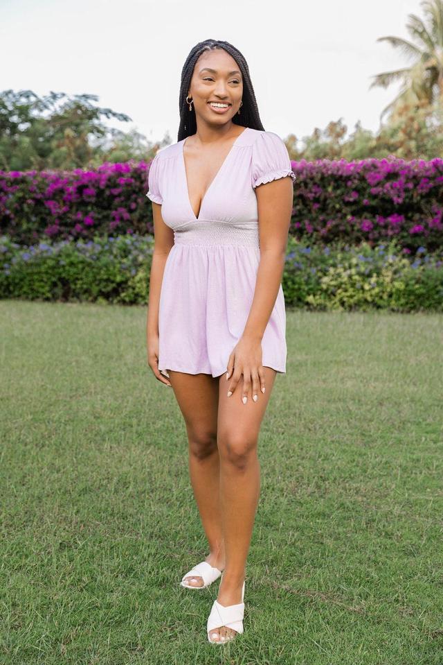 Let You In Purple V-Neck Romper FINAL SALE Product Image