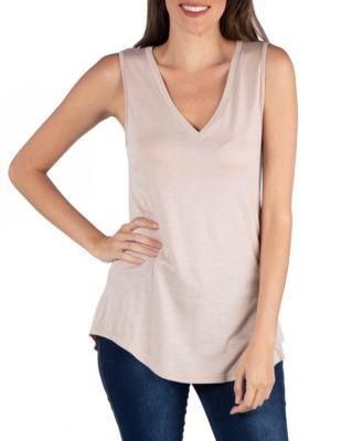 V-Neck Tunic Tank Top with Round Hemline Product Image