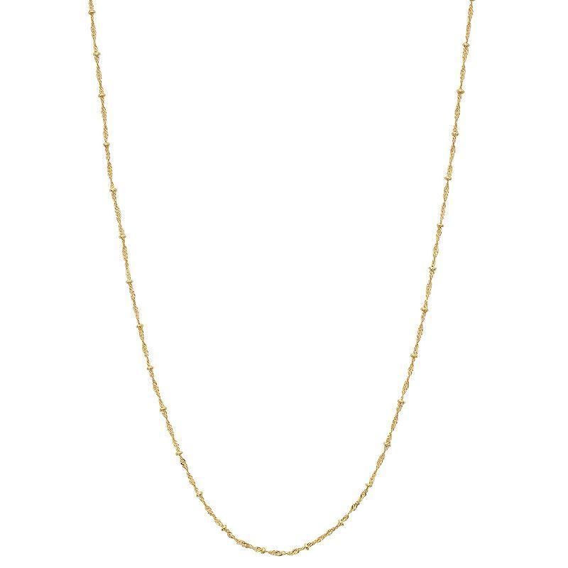 Gold Tone 18 Singapore Twist Bead Chain Necklace, Womens Product Image