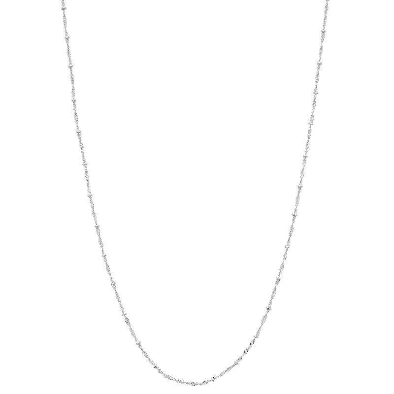 Silver Tone 18 Singapore Twist Bead Chain Necklace, Womens Product Image