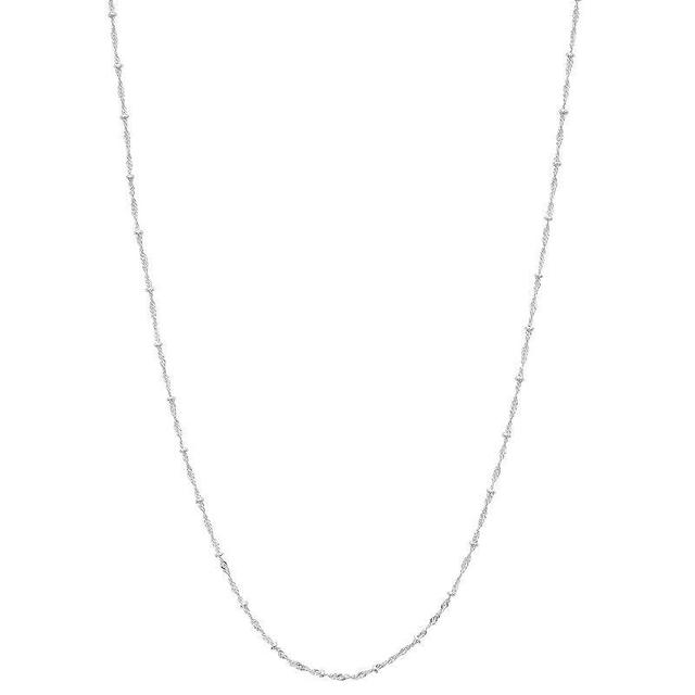 Silver Tone 18 Singapore Twist Bead Chain Necklace, Womens Product Image