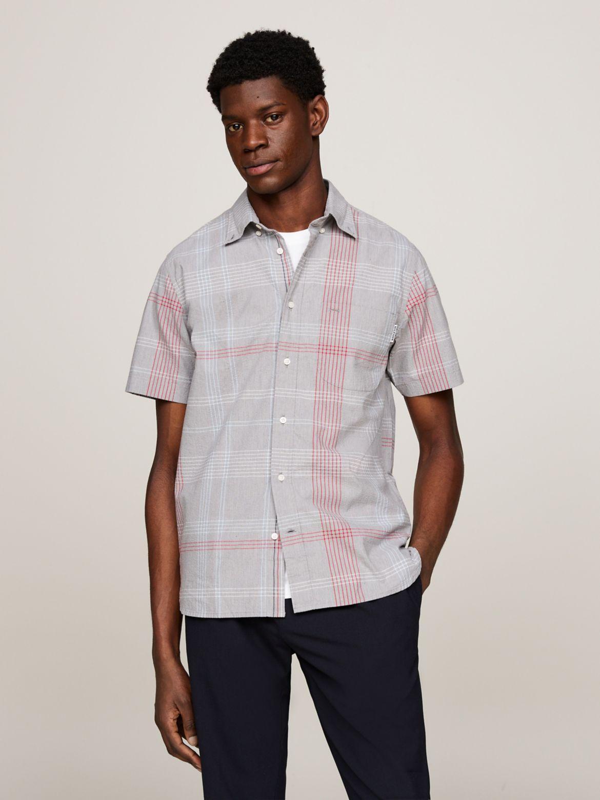 Tommy Hilfiger Mens Printed Short Sleeve Button-Down Shirt Product Image