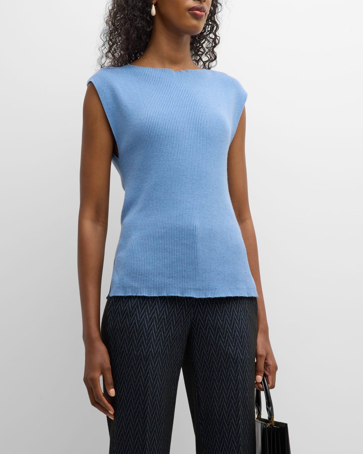 Womens Cashmere-Blend Rib-Knit Top product image