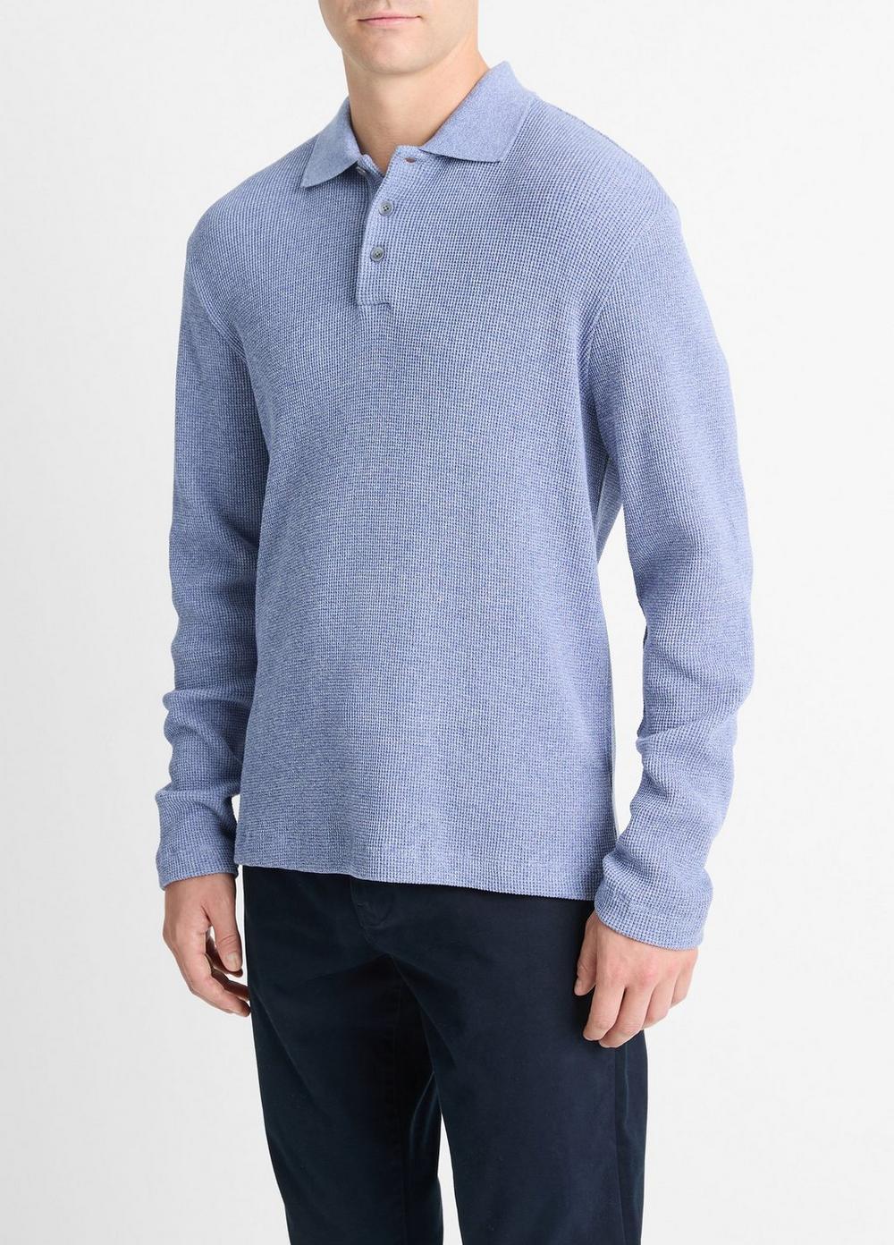 Thermal Pima Cotton-Blend Long-Sleeve Polo Shirt Product Image