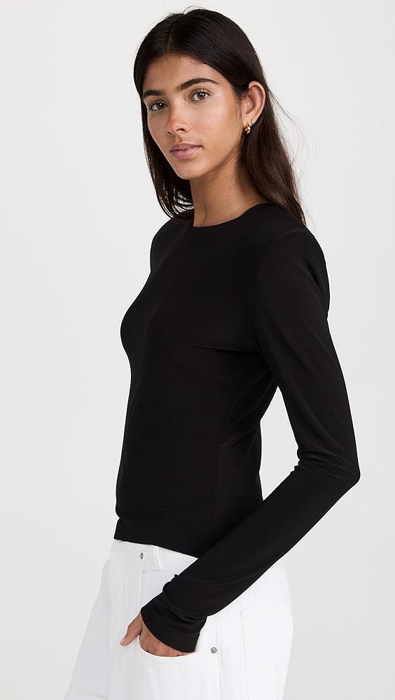 Norma Kamali Shoulder Pad Long Sleeve Crew Top | Shopbop Product Image