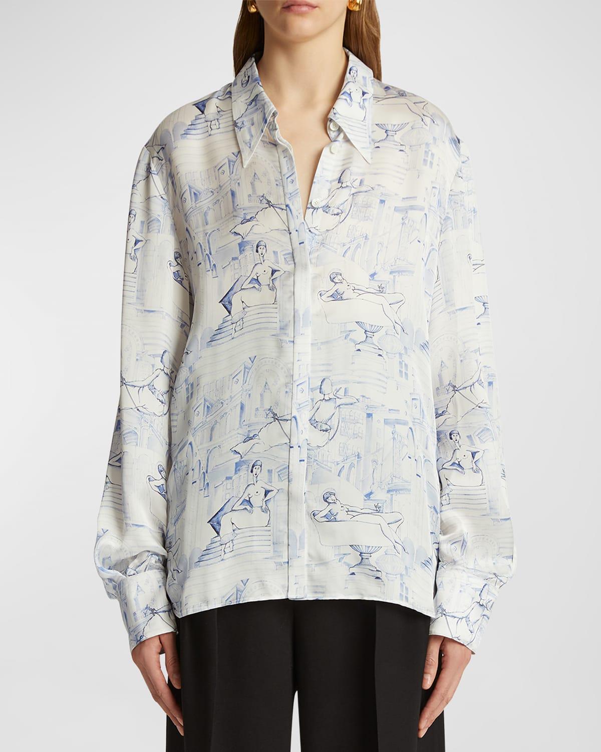 Womens Minta Printed Oversized Shirt Product Image