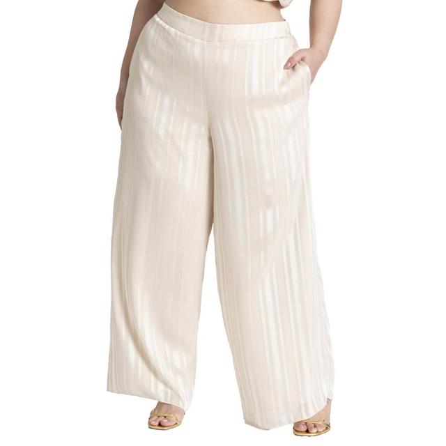 Eloquii Womens Metallic Stripe Wide Leg Pant Product Image