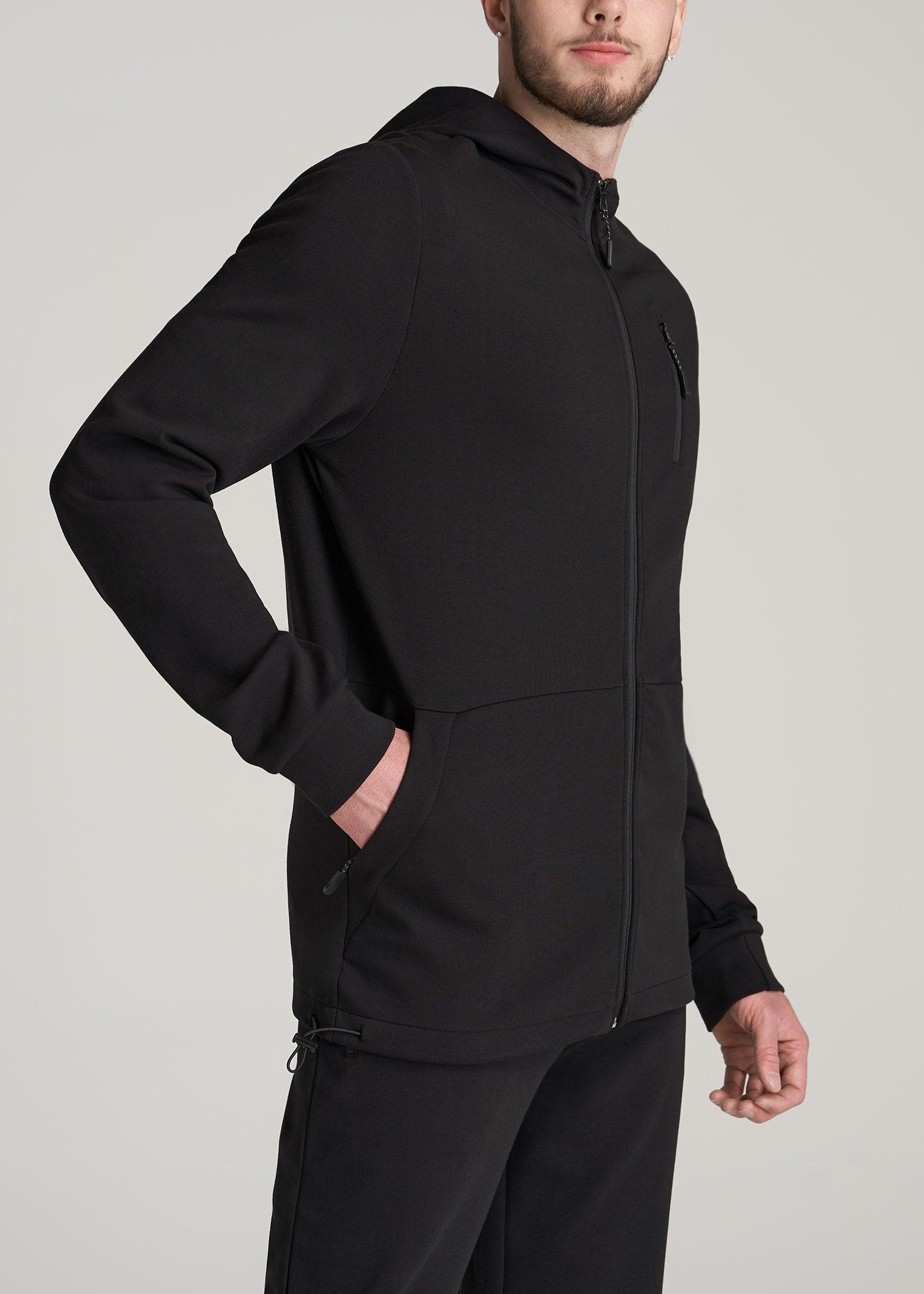 Tall Men's Tech-Knit Long Track Jacket in Black Male Product Image