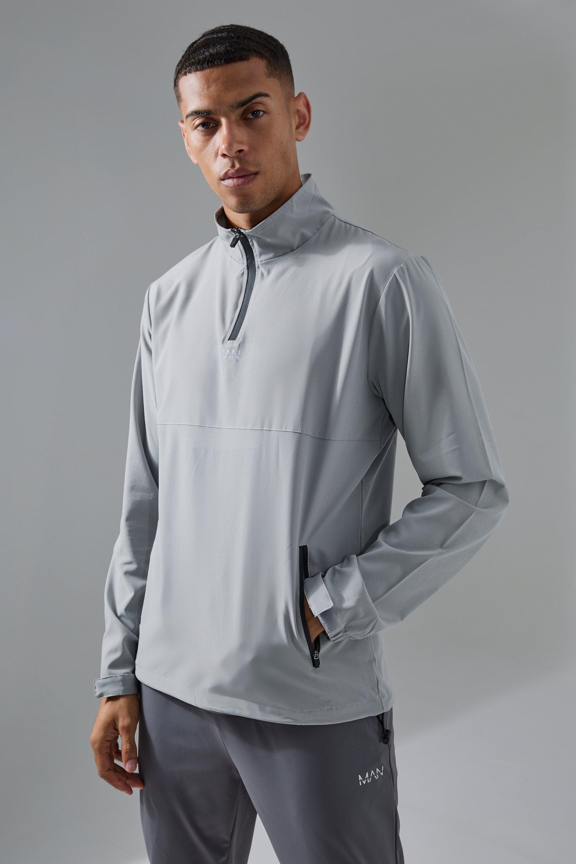 Man Active Shower Resist 1/4 Zip Funnel Neck Windbreaker | boohooMAN USA Product Image