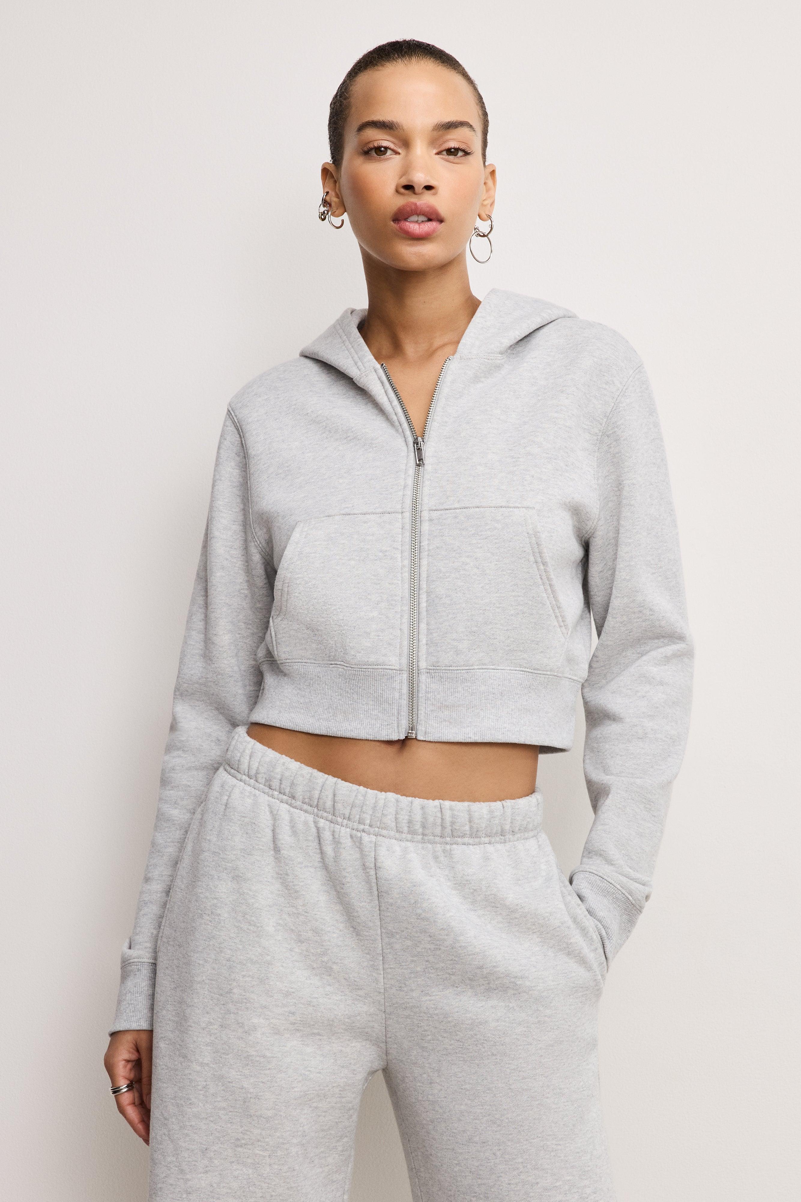 BRUSHED FLEECE ZIP HOODIE | HEATHER GREY001 Product Image