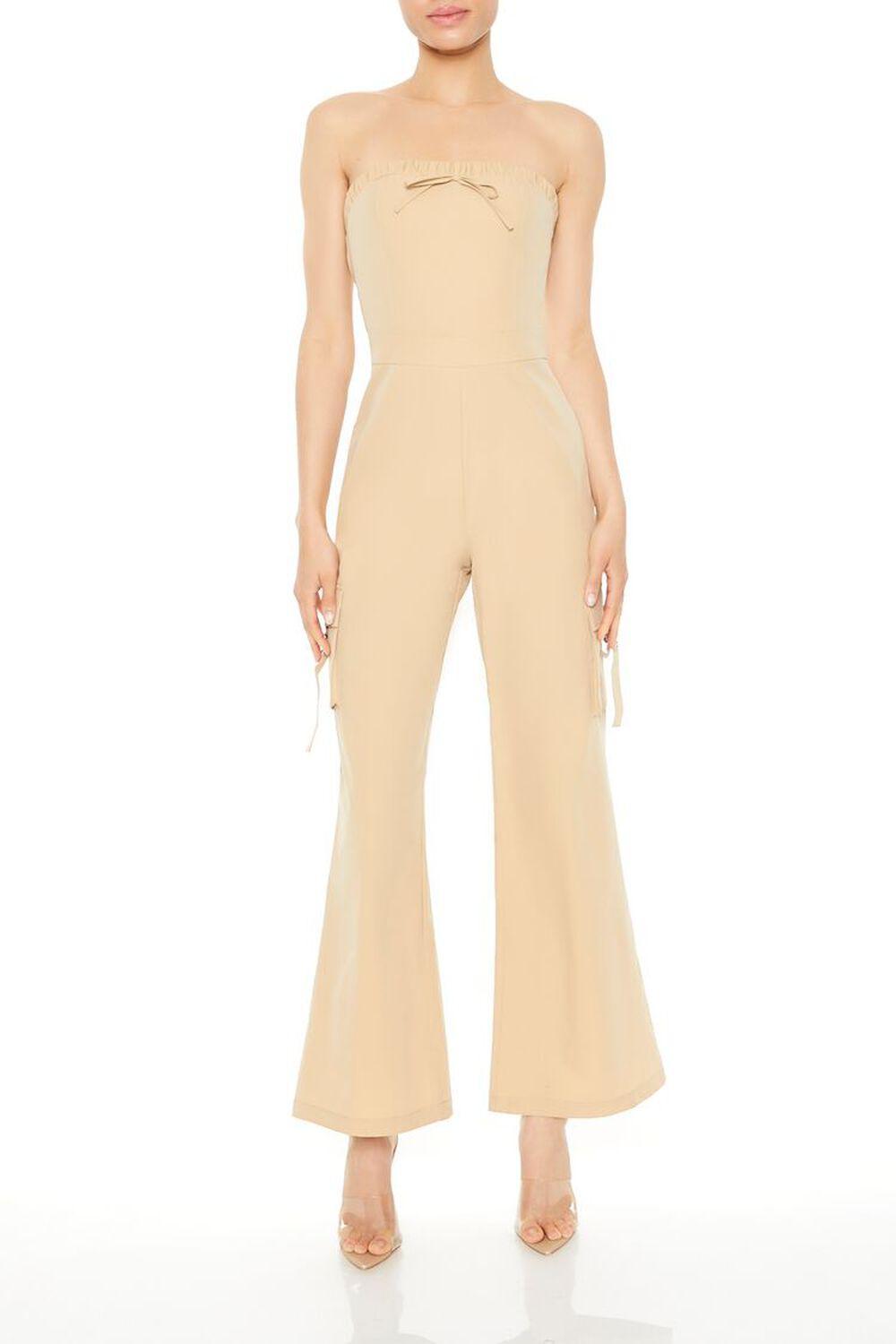 Strapless Cargo Flare Jumpsuit | Forever 21 Product Image