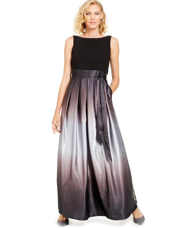 Ignite Evenings Sleeveless Round Neck Ombre Skirt Tie Waist Gown Product Image