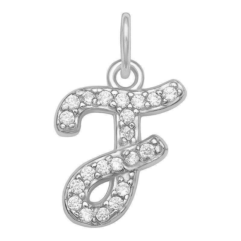 LC Lauren Conrad Sterling Silver Cubic Zirconia Initial Charm, Womens, Grey Product Image