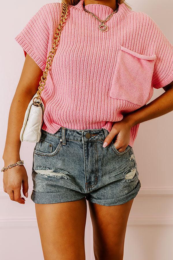 The Simon High Waist Distressed Shorts in Light Wash Product Image