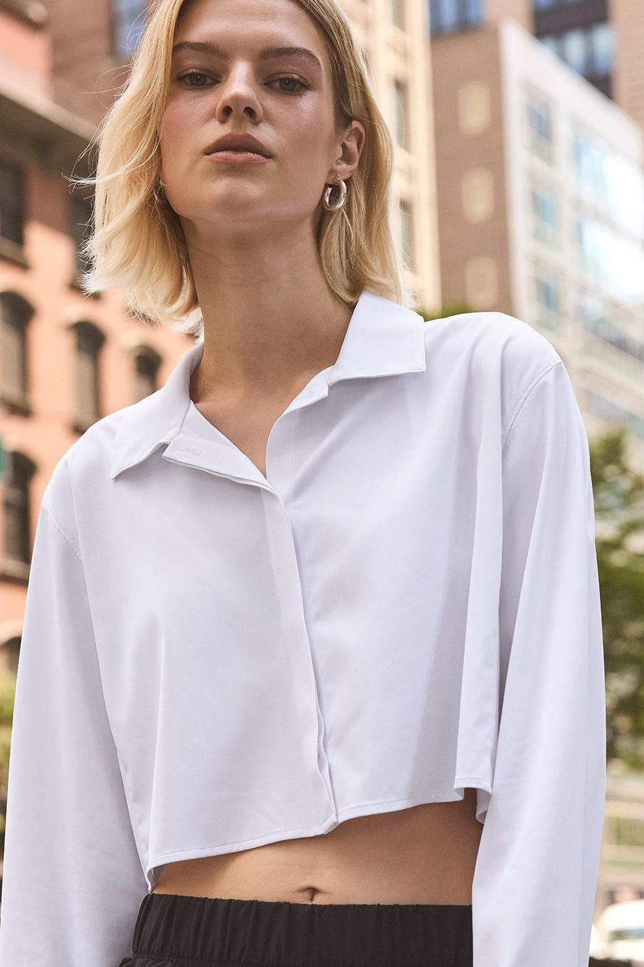 Cropped Take Me Out Button Up - White Female Product Image