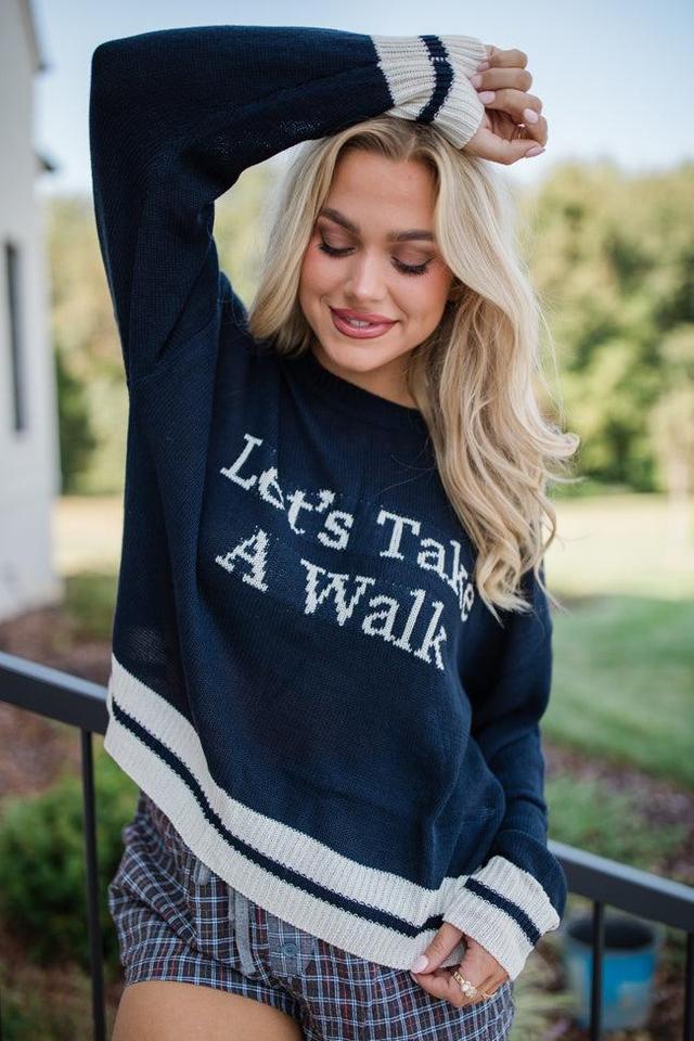 Let's Go For A Walk Navy Sweater Product Image