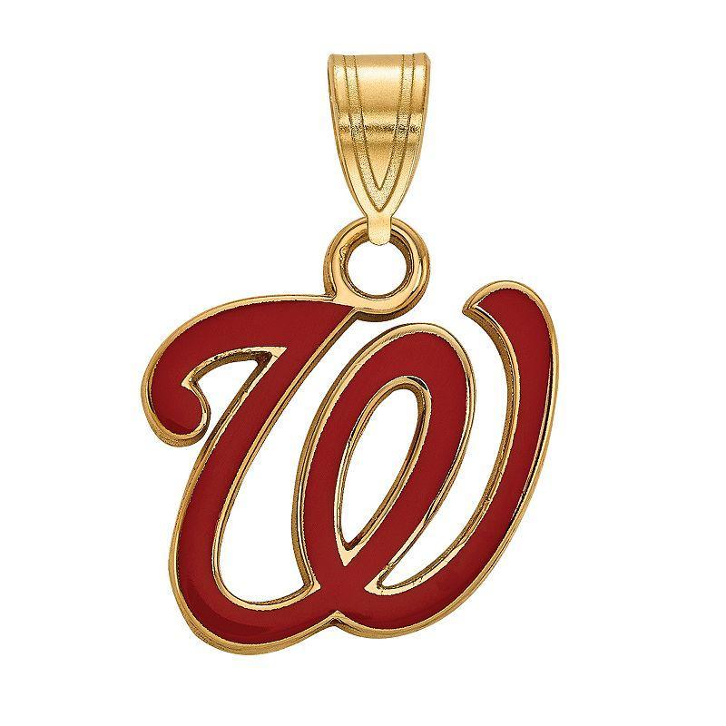 LogoArt Sterling Silver Washington Nationals Enamel Pendant, Womens 14k Gold Plated Product Image