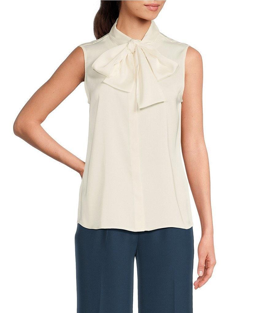 Donna Karan Tie Neckline Sleeveless Blouse Product Image